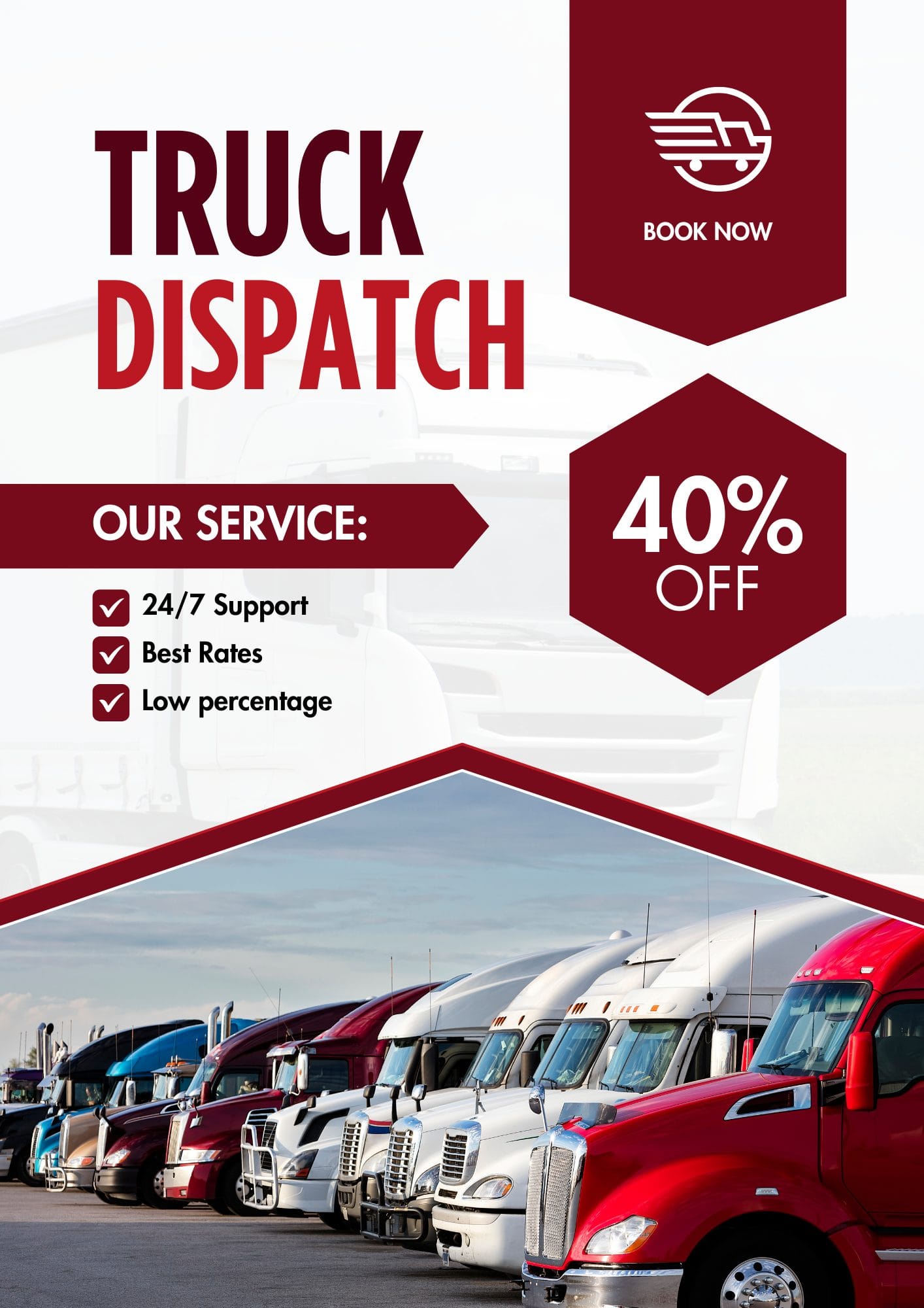 Red And White Modern Truck Rental Flyer
